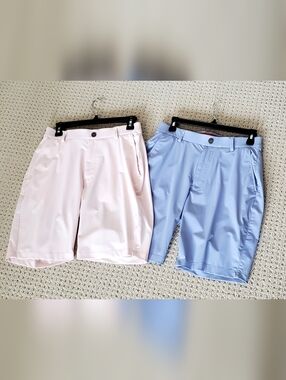 Redvanly 2 Pair "Hanover" Pull-On Golf Shorts,  9", Pink/ Purple Men Small, New!